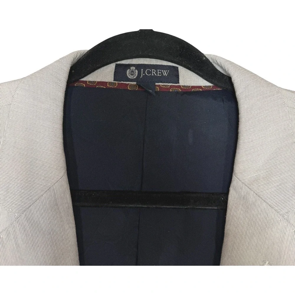 J Crew Ludlow Jacket Mens 44R Gray Seersucker Cotton Blazer Stripe 2 Button